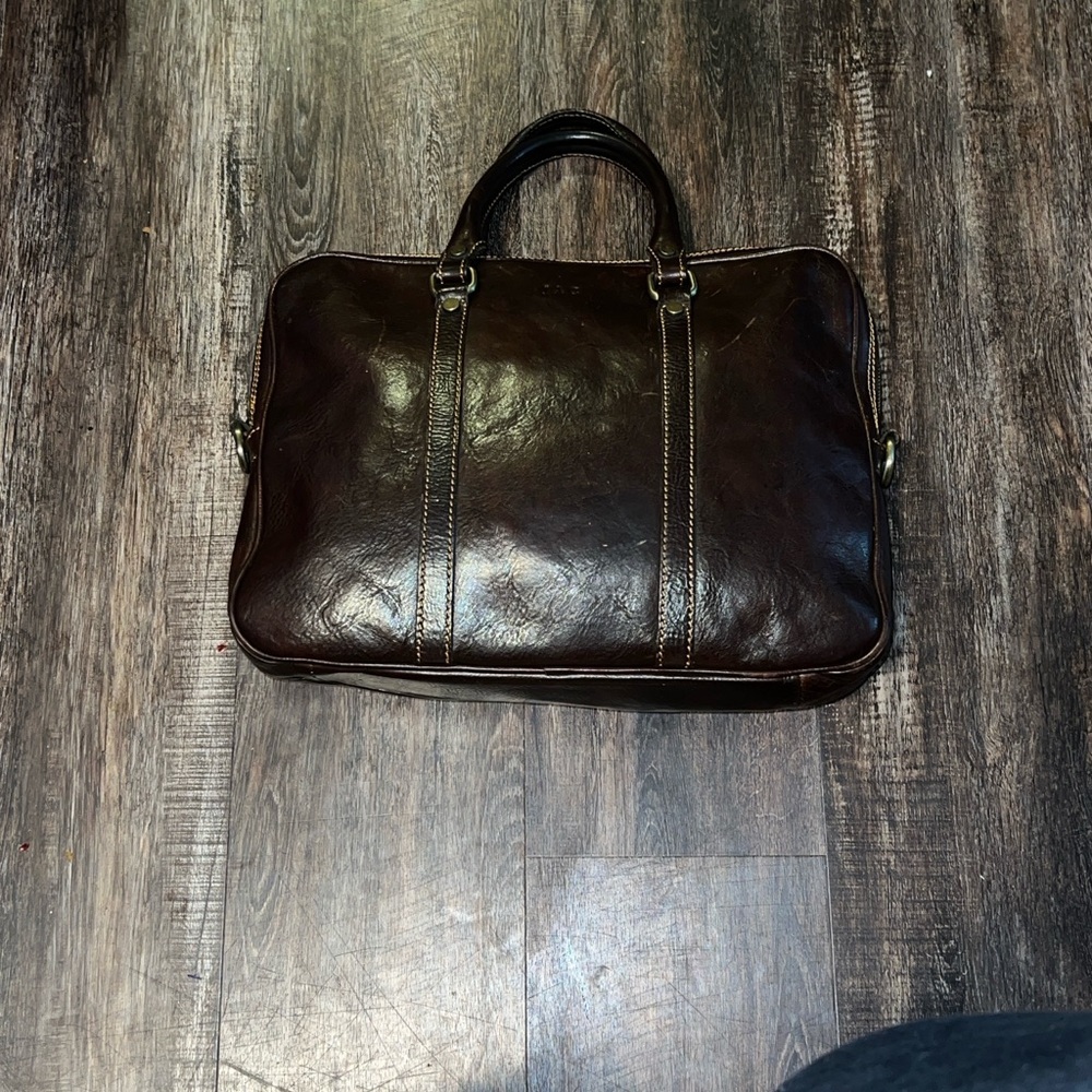 Men's Brown Leather Briefcase - Classic Professional Tote - Picture 3 of 6